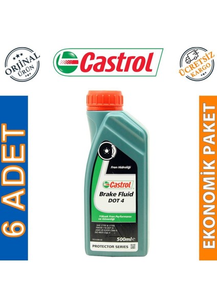 Brake Fluid Dot 4 500 ml Fren Hidrolik Sıvısı 6 Adet