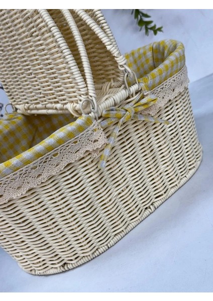 Kumaşlı Oval Piknik Sepeti 40 cm fiyatları