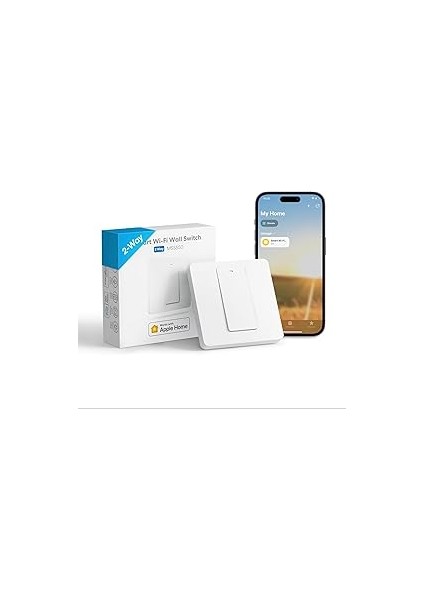 Meross Akıllı Homekit Şalter - Wlan Duvar Şalteri, 2 Yollu Sıfır Iletken Gerekli, Fiziksel Düğme, S