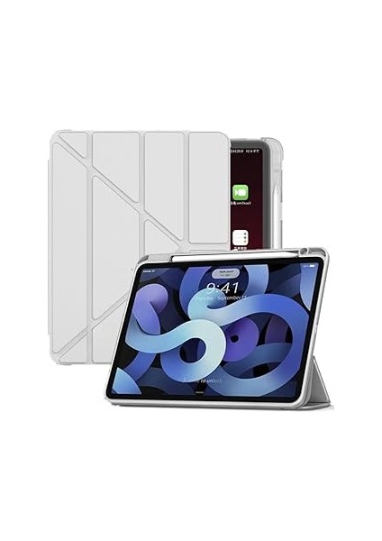 Ipad 10. Nesil 10.9 2022 Kılıf Kalem Bölmeli Trifolding Case A2696 A2757 A2777 Gri