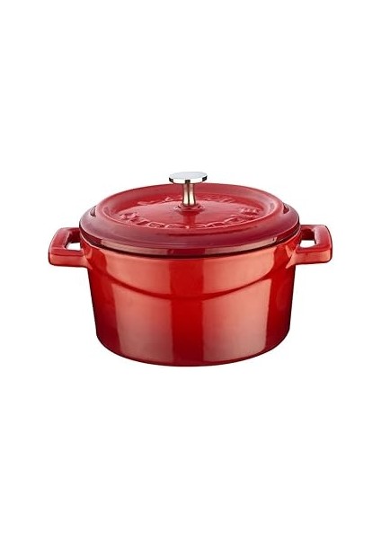 Metal Döküm Mini Tencere, 10 Cm, 0.35 L Hacim, Kırmızı