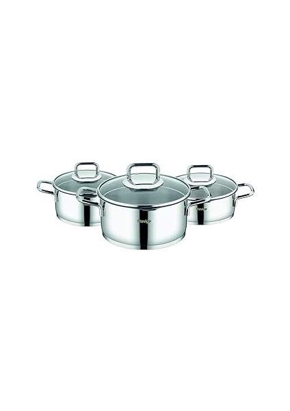 Stevig 4 Cook Pro Süzgeç Kapaklı 18/10 Paslanmaz Çelik Tencere Seti 6 Parça ST-301