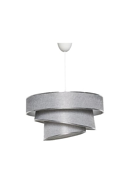 Modern Açık Gri Kumaş ve Metal Gövde - Dekoratif Asma Tavan Lambası LED ve Ampul Uyumlu