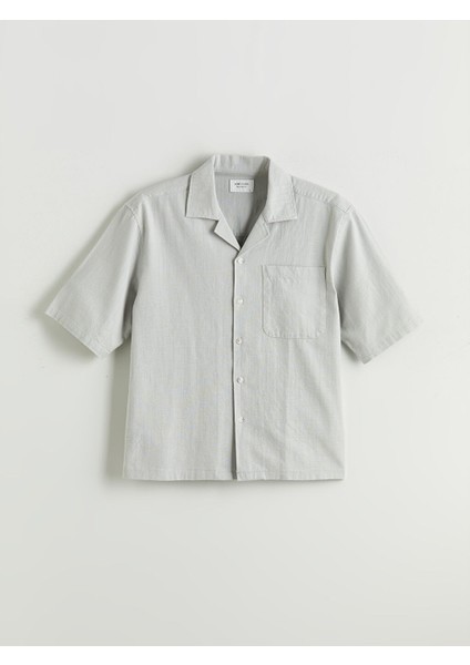 Yeni Sezon Regular Fit Resort Yaka Kisa Kollu Poplin Erkek Gomlek - S5QS30Z8 indirimleri