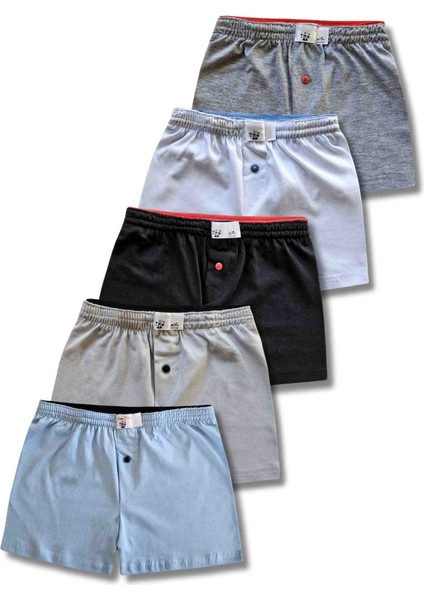 %100 Pamuklu Erkek Çocuk Boxer Külot Iç Çamaşır 5li Set