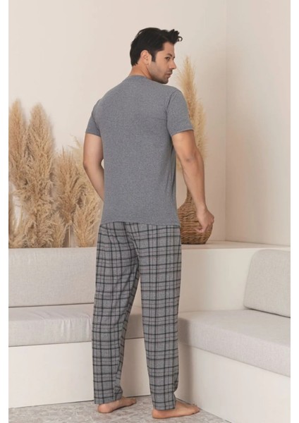 Dreamy Pamuklu Desenli Kısa Kollu Örme Erkek Pijama Takımı