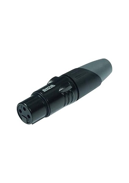 Enova Xlr Kablo Konnektörü Dişi 3-Pin Siyah Muhafaza ve Gri Koruma, Lehim Bağlantı Yuvaları