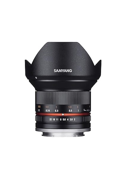 Samyang SY12M-E-BK 12 mm F2.0 Kameralar Ultra Geniş Açılı Objektif, Siyah