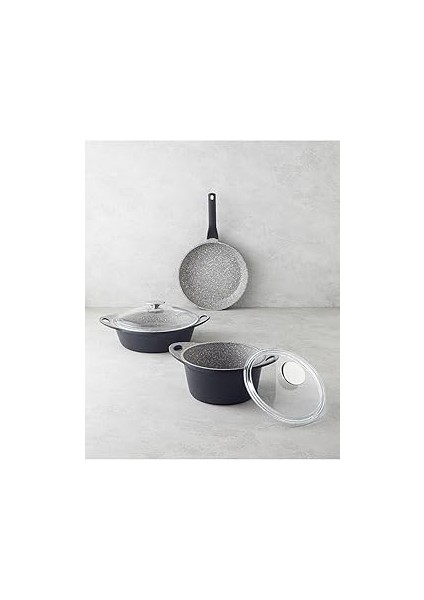 English Home Costa Alüminyum 5 Parça Tencere Seti 20-26-26 cm Gri