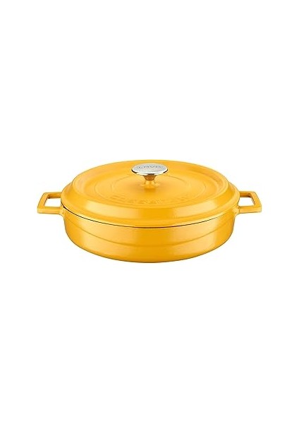 Metal Spring Serisi - Döküm Çok Amaçlı Tencere, Yuvarlak, 28 Cm, Mat Emaye, Parlak Siyah Taban