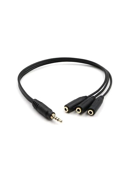 Primex Plus PX-3AUX 3 Lü Stereo Çoklayıcı, 3 x 3.5 mm Aux, 1 Giriş 3 Çıkış 3.5mm Jak Kablo
