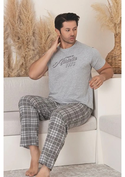 Dreamy Pamuklu Desenli Kısa Kollu Örme Erkek Pijama Takımı