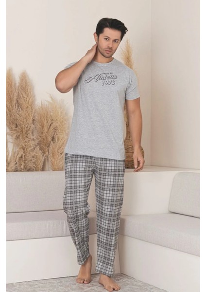 Dreamy Pamuklu Desenli Kısa Kollu Örme Erkek Pijama Takımı