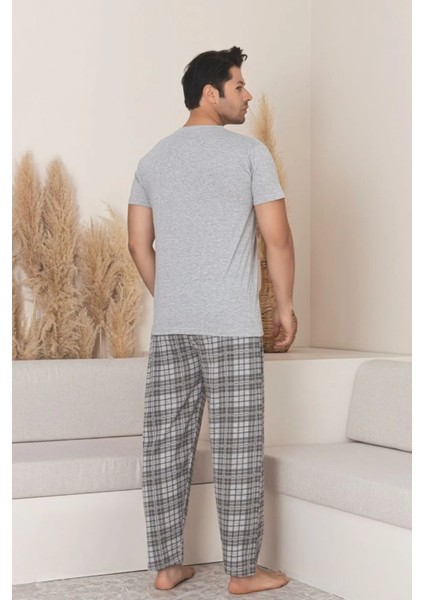 Dreamy Pamuklu Desenli Kısa Kollu Örme Erkek Pijama Takımı