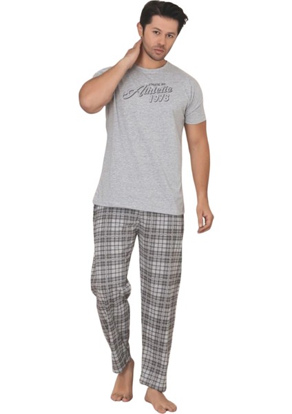Dreamy Pamuklu Desenli Kısa Kollu Örme Erkek Pijama Takımı