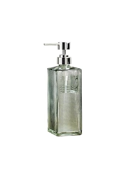 Desenli Cam Sıvı Sabunluk, 450 Ml, Yeşil Cam, Modern Banyo ve Mutfak Aksesuarı
