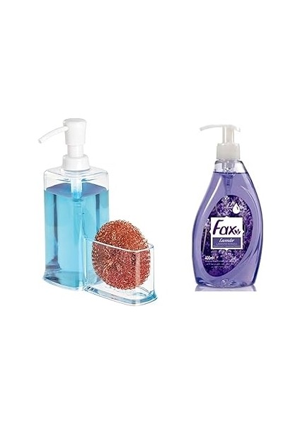 Bosphorus Homi Süngerli̇k Bölmeli̇ Akri̇li̇k Sivi Sabunluk ve 1 Adet 400 ml Sivi Sabun Lavanta Kokulu