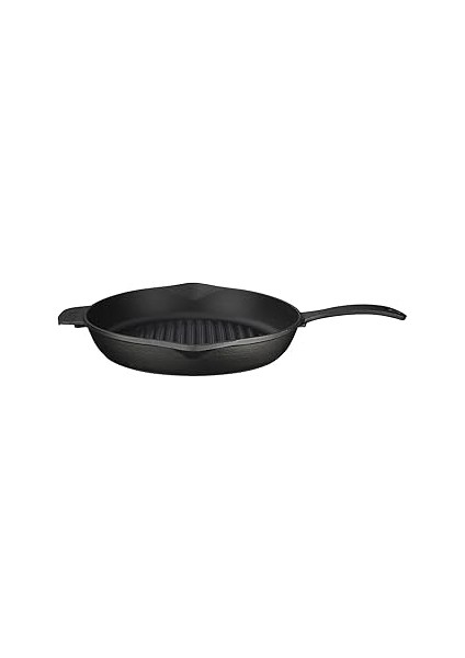 Döküm Yuvarlak Izgara Tava, Metal Kulplu, Konkav Taban, 28 cm