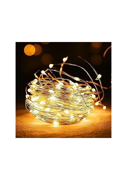 LED Işık 3 Metre (Sarı) Pilli Aydınlatma Şerit LED Saçak Spot Süsleme (1 Adet)