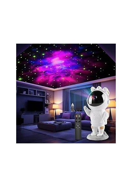 Jouis Astronot Gece Lambası Galaxy Projektör,led Galaksi Işık Projektörü Çok Renkli Nebula Galaksi