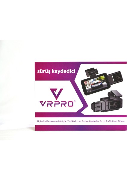 3 Kameralı Araç Içi Yol Kayıt Kamerası 3 Inç Ekranlı 1080P ( Telefon Uygulamalı + Wifi )