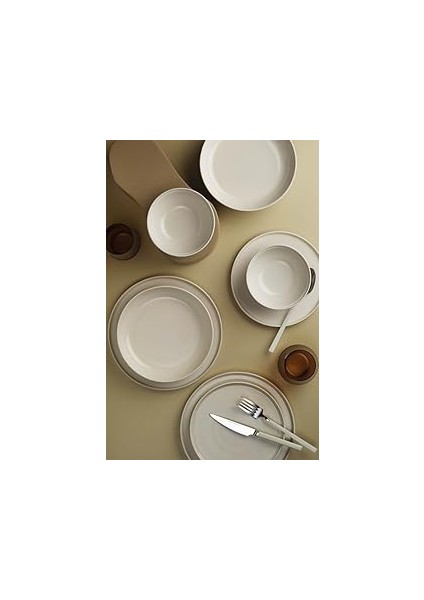 Porselen Fit-C 12 Parça 4 Kişilik Stackable Yemek Takımı - Krem