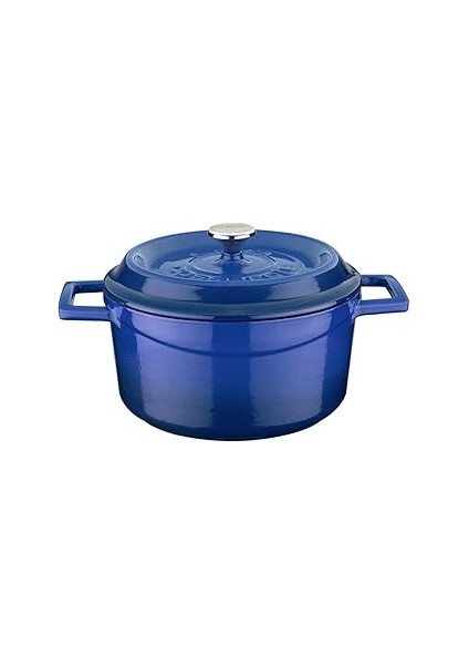 Metal Döküm Yuvarlak Tencere, 20 Cm,mavi