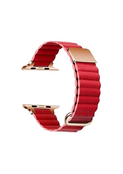 Zore ​​​apple Ile Uyumlu Watch 42MM Krd-78 Pu Deri Kordon Strap Kayış Kırmızı