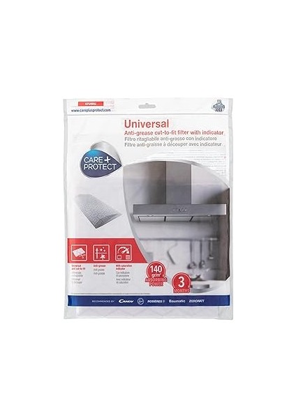 Care + Protect Anti-Grease Cut-Out Hood Filter, Universal, With Saturation Indicator, Professional,