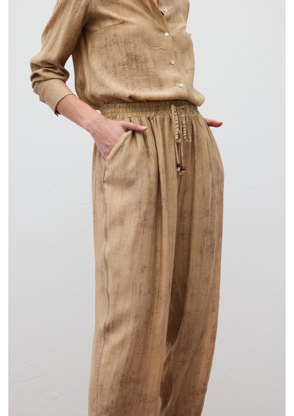 Batık Desenli Pantolon - Camel indirimleri