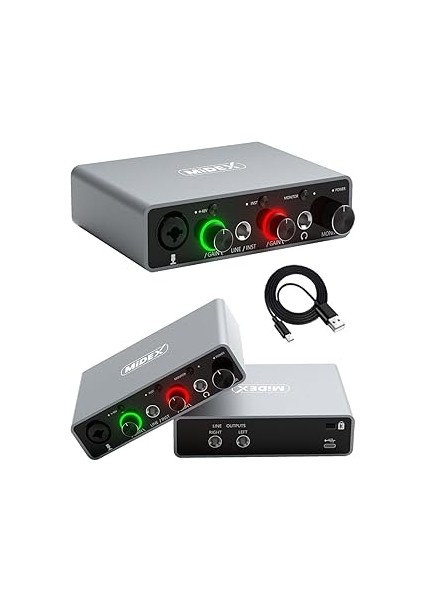 GLX-700GR Üst Segment USB Stüdyo Ses Kartı 2 Giriş 2 Çıkış 24BIT/192KHZ