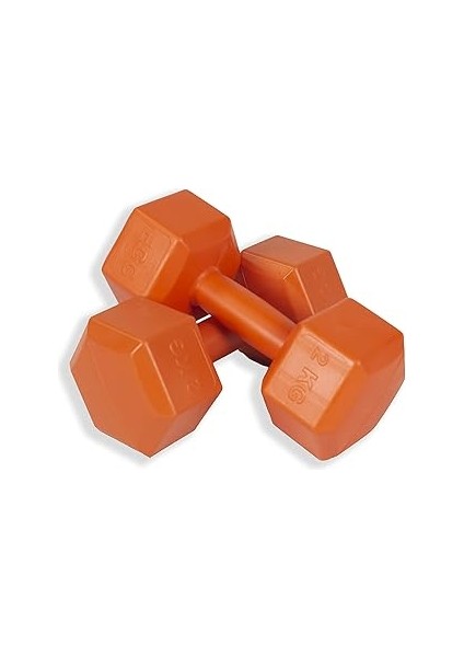 Ecgspor 2 kg Altıgen Turuncu Dambıl Seti 2 kg x 2 Adet Toplam 4 kg Ağırlık Seti