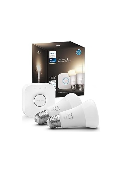 Hue Beyaz Akıllı E27 LED Ampul Başlangıç Seti, Kumandalı, Bluetooth Özellikli