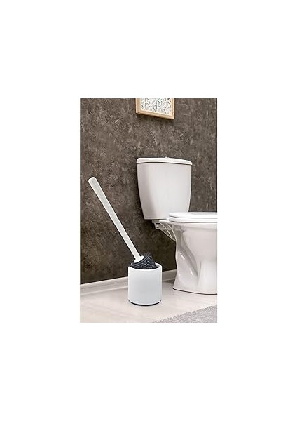 Sas Haus Silikon Wc Tuvalet Banyo Fırçası Klozet Fırçası Oval Beyaz