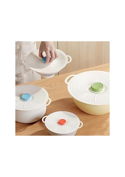 Kanji 3’lü Vakumlu Silikon Kapak Seti | Esnek Sızdırmaz Kapaklar | Mikrodalga ve Bulaşık Makinesi U