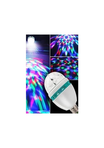 Mobee Bigem BM-553 Renkli Disko Ampulü Lambası E27 Duy LED Ampul Dönen Disco Topu 1410