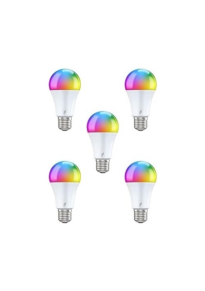 Fonri Akıllı LED Ampul 5'li Set, 9W-TITREŞIMSIZ, 16.7 Milyon Renk, Sesli Kontrol, 850'LÜMEN, Doğal