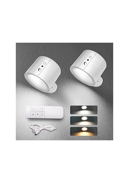 Nekuba Duvar Lambası,1 ADET,3000MAH USB Şarj Edilebilir Pilli LED Duvar Aplikleri, 3 Renk Sıcaklığı