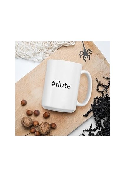 Print Dore Hashtag Flüt Kupa Bardak - Beyaz Parlak Kupa - Ingilizce Kahve Kupa