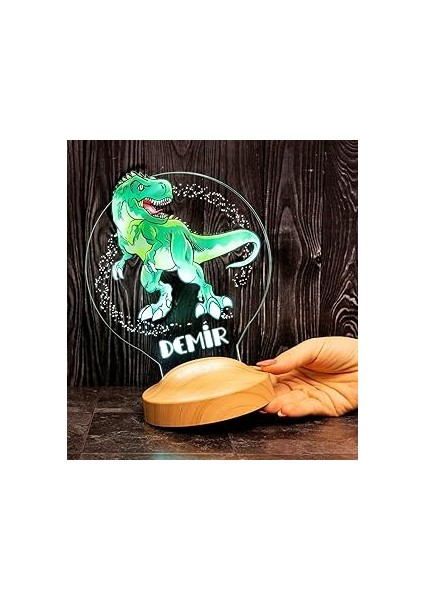 Hediyesi Dinozor 3D LED Lamba T-Rex Tasarımlı Odası Gece Lambası