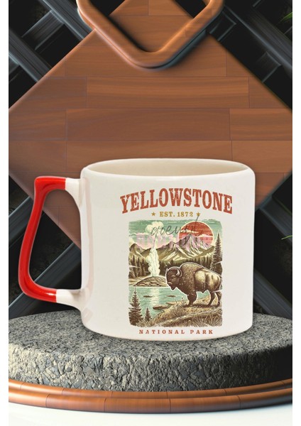 Yellowstone Summer Trip Baskılı Yaz Tatili Milli Park Hediyelik Kulplu Kupa Bardak