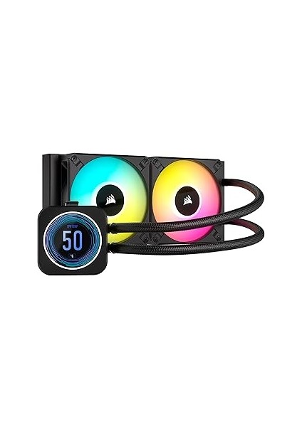 Icue H100I Elite LCD Xt Sıvı Cpu Soğutucu - IPS LCD Ekran - Çift Fan AF120 Rgb Elite - Rady
