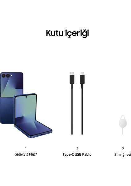 Galaxy Z Flip7 256 GB 12 GB Ram (Samsung Türkiye Garantili) Gölge Mavisi