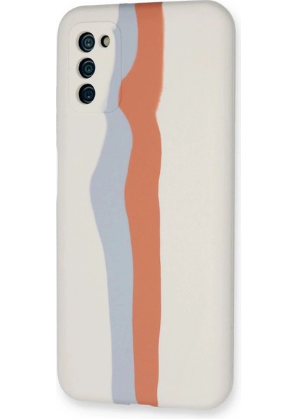 Newface Samsung Galaxy A03S Kılıf Ebruli Lansman Silikon - Beyaz-Turuncu modelleri