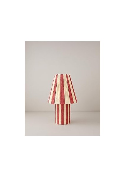 English Home Colorful Striped Kağıt Ip Abajur Kırmızı - Krem