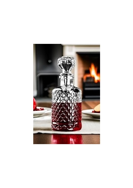 Kristal Kesme Cam Karaf Sürahi Meşrubat Içecek Şişesi Sunum Servis Şişesi 1240 ml