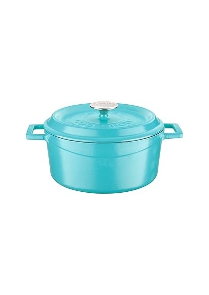 Metal Spring Serisi - Döküm Tencere, Yuvarlak, 24 Cm, Mat Emaye, Parlak Siyah Taban, Kırmızı