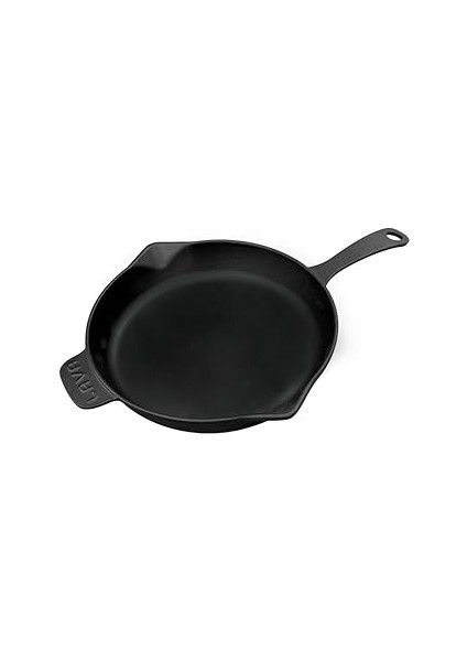 Metal Döküm Yuvarlak Kızartma Tavası, Metal Kulplu, 28 Cm, Siyah