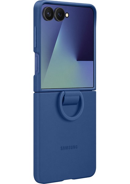 Galaxy Z Flip 7 Yüzüklü Silikon Kılıf - Lacivert