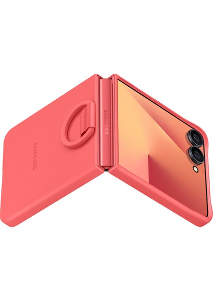 Galaxy Z Flip 7 Yüzüklü Silikon Kılıf - Kırmızı